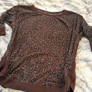 Maurices Brown Leopard Print Crew Neck Sweater XXL